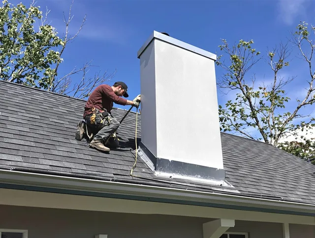 Wilmington Island Chimney Sweep team member finishing chimney construction in Wilmington Island, GA