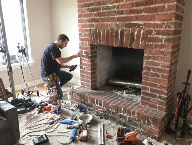 Wilmington Island Chimney Sweep specialist finalizing chimney liner service in Wilmington Island, GA