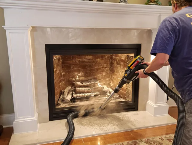 Fireplace cleaning performed by Wilmington Island Chimney Sweep in Wilmington Island, GA